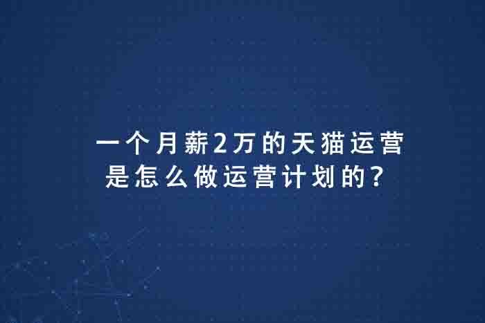 一个月薪2万的天猫运营，是怎么做运营计划的？